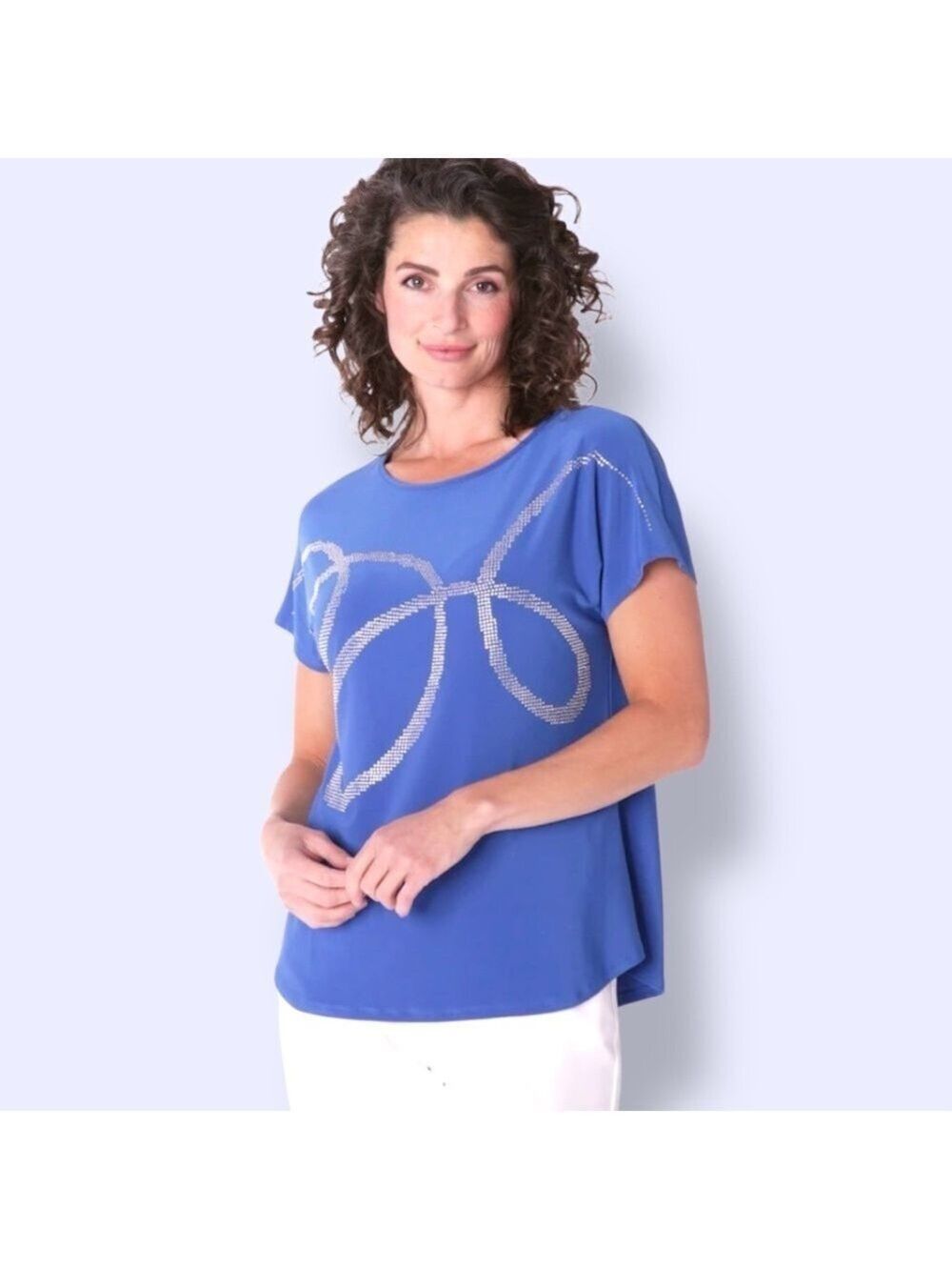 MR. MAX FASHIONS Jersey Knit Rhinestone Detail Dolman Top US Sz XL